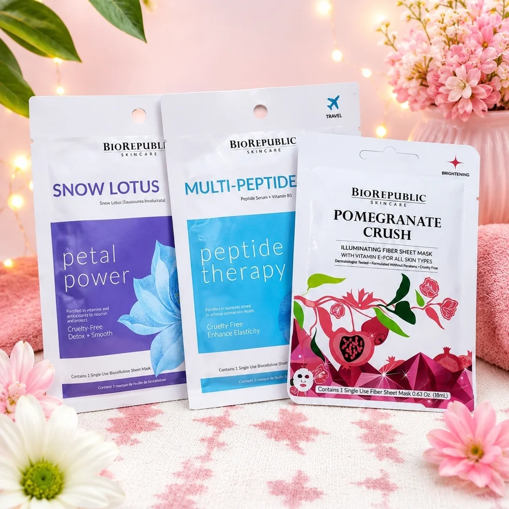 BioRepublic Skincare Mask Women Men 3pc Skincare Travel Mask Trio